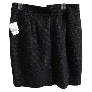 CAbi Black Tweed Pencil Skirt Size 14 NWOT